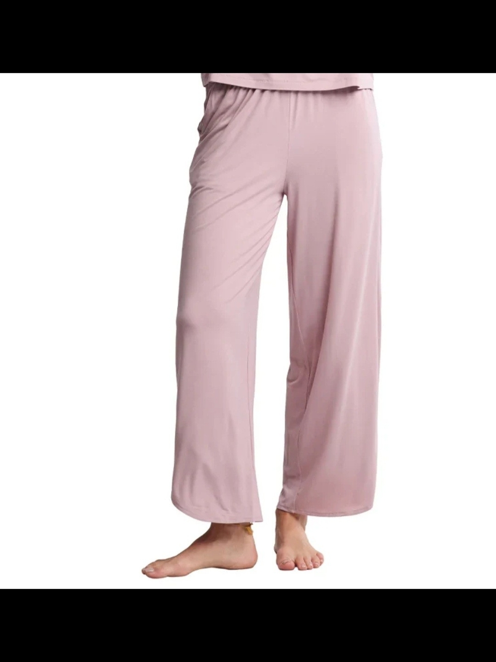 Barefoot Dreams Ultra Soft Jersey Curved Hem Cropped Pant - Teaberry